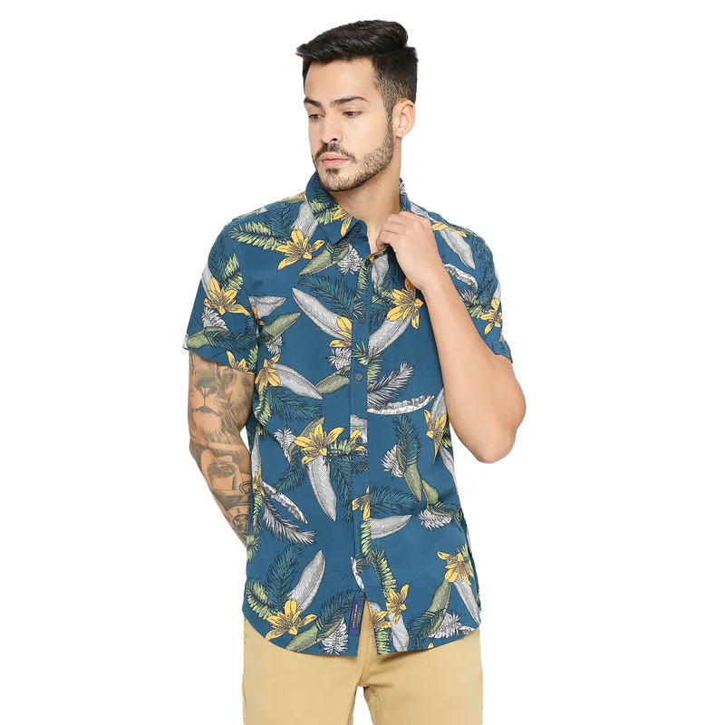 Grey Regular Fit Regular Collar Long Sleeves Cotton Men's Shirt by Being Human Clothing main image 1